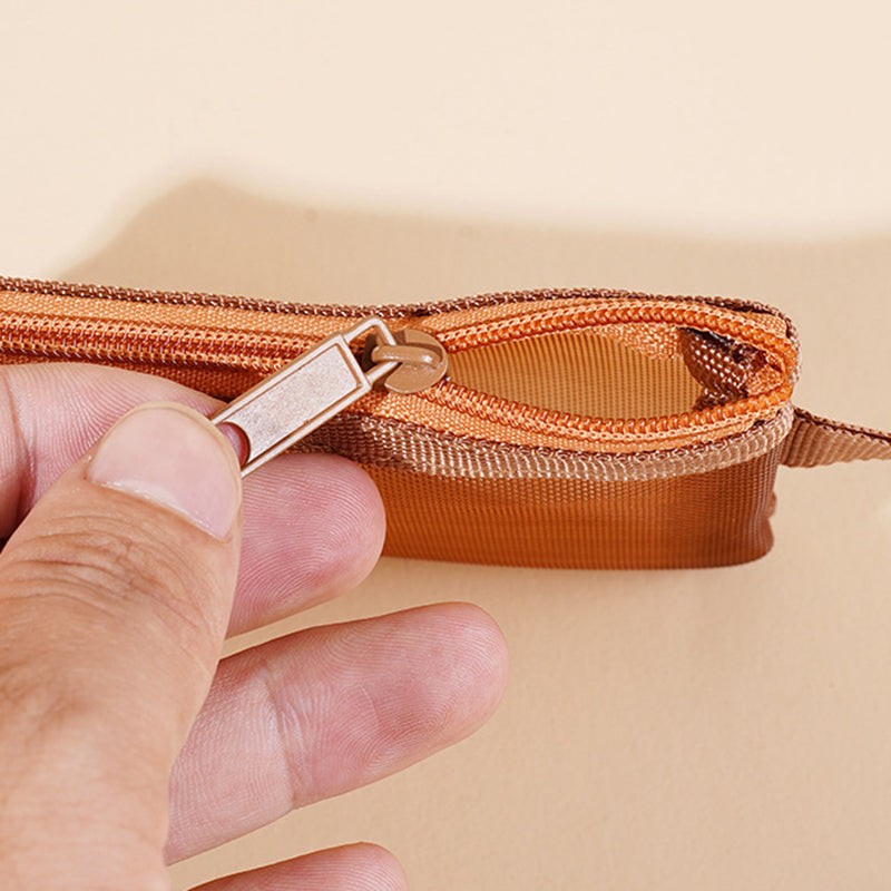 HE CHOOSES D013 Nylon Coin Purse Square Mesh Storage Bag Mini Zipper Pouch - Caramel Brown HE CHOOSES D013 Nylon Coin Purse Square Mesh Storage Bag Mini Zipper Pouch - Caramel Brown